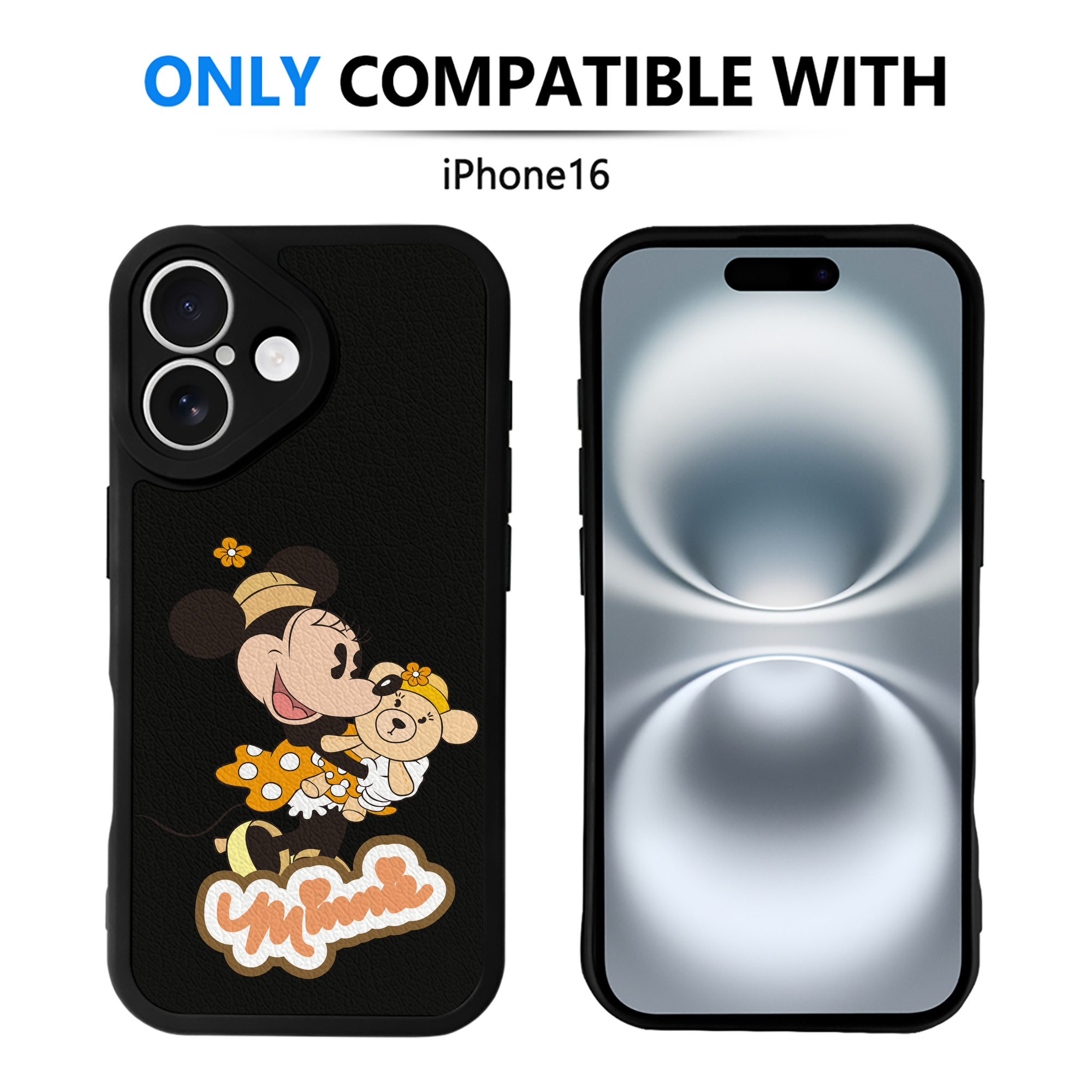 （画像用） ミッキーマウス Mickey Mouse 【iPhone 16シリーズ対応】シリコンスマホケース（レザー調） 材質：シリコン